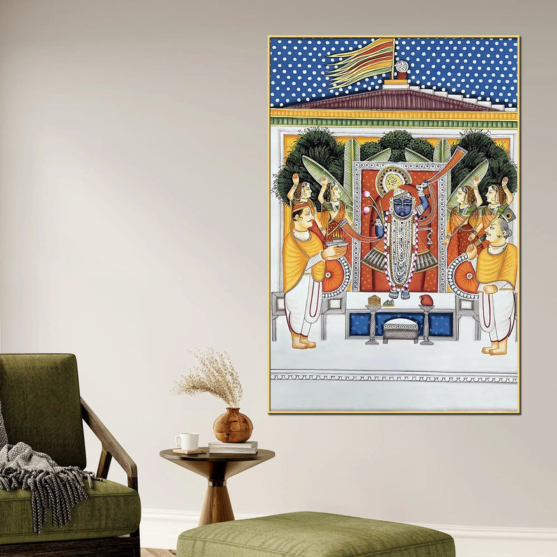 Divine Shreenathji Krishna Pichwai Canvas Wall Painting