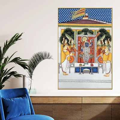Divine Shreenathji Krishna Pichwai Canvas Wall Painting