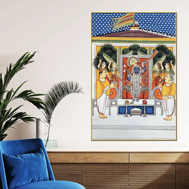Divine Shreenathji Krishna Pichwai Canvas Wall Painting