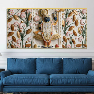 Divine Shreenathji Lotus Blossom 3D Canvas Wall Painting