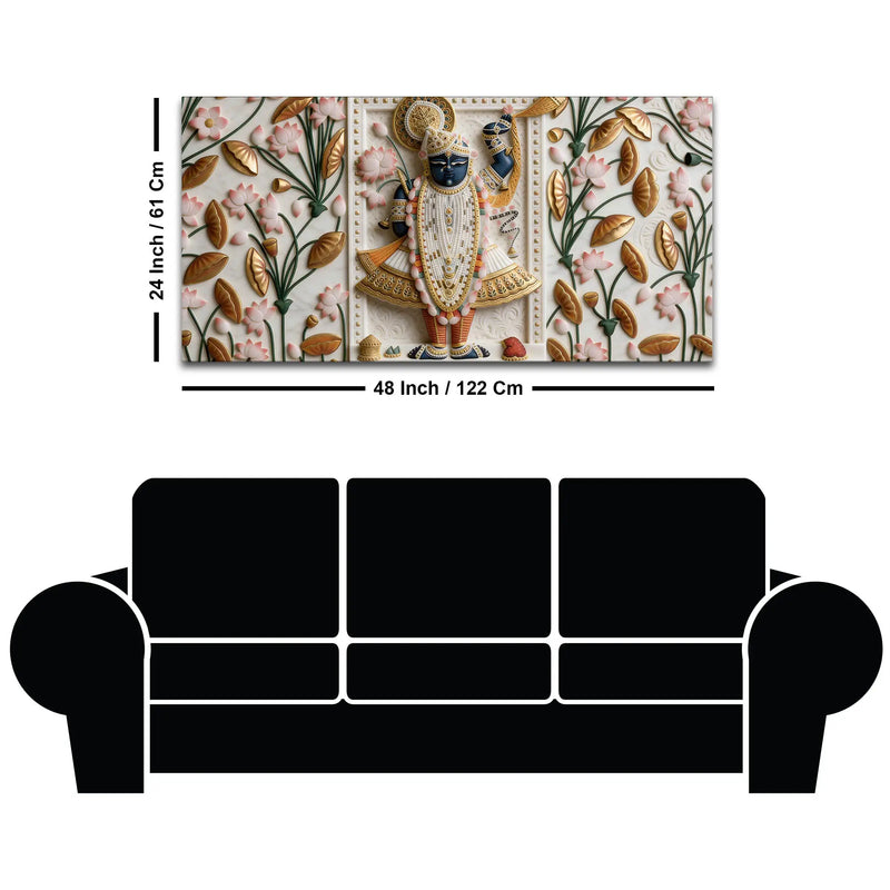 Divine Shreenathji Lotus Blossom 3D Canvas Wall Painting