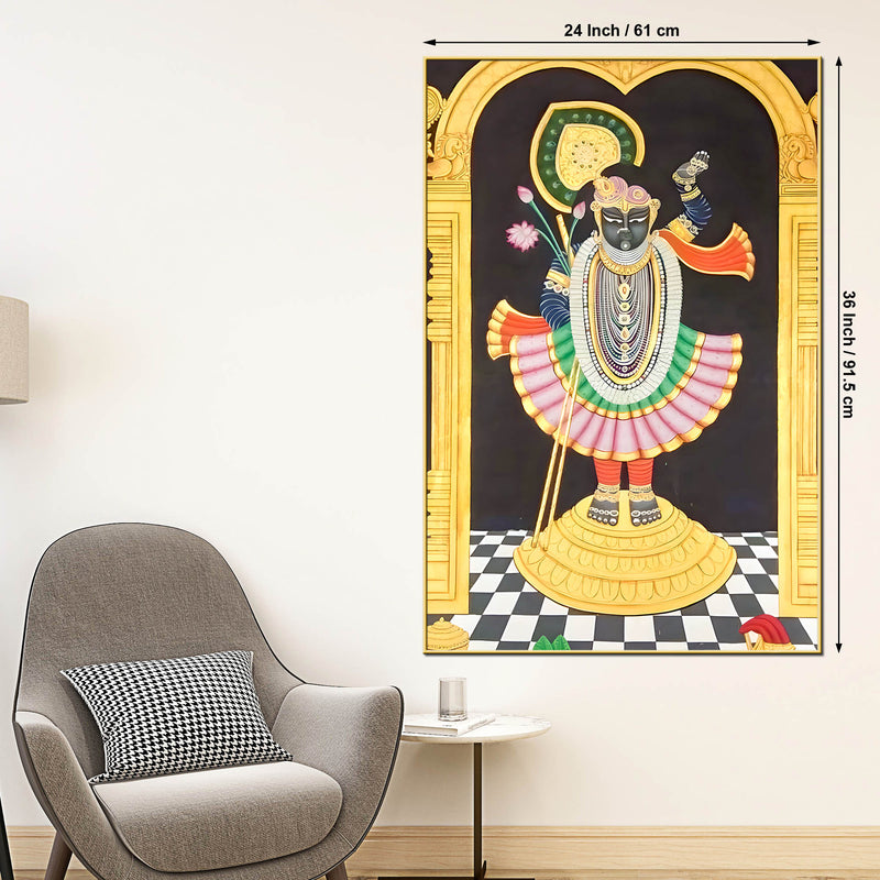 Divine Shreenathji Nathdwara Pichwai Canvas Wall Painting
