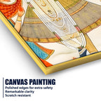 Divine Shreenathji Playing Flute Pichwai Style Canvas Wall Painting