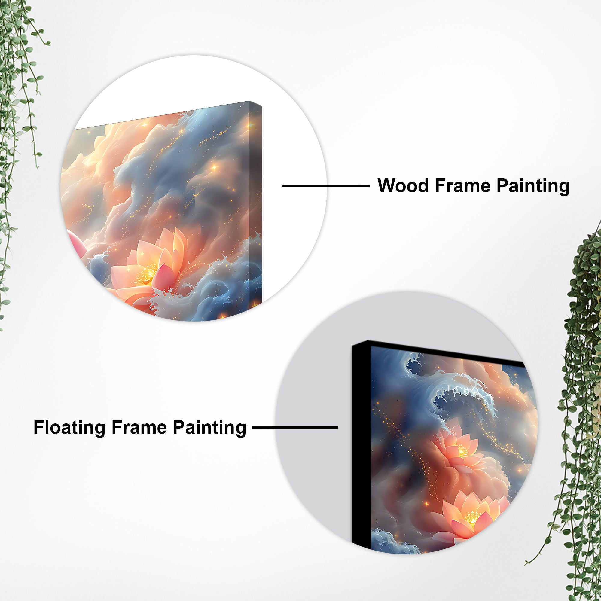 Divine Shri Ganesha in Celestial Clouds & Pink Lotus Marvellous Canvas Wall Painting for Home & Office Decor – Modern Devotional Wall Art