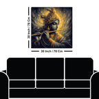 Divine Shri Krishna Playing Flute Canvas Wall Painting