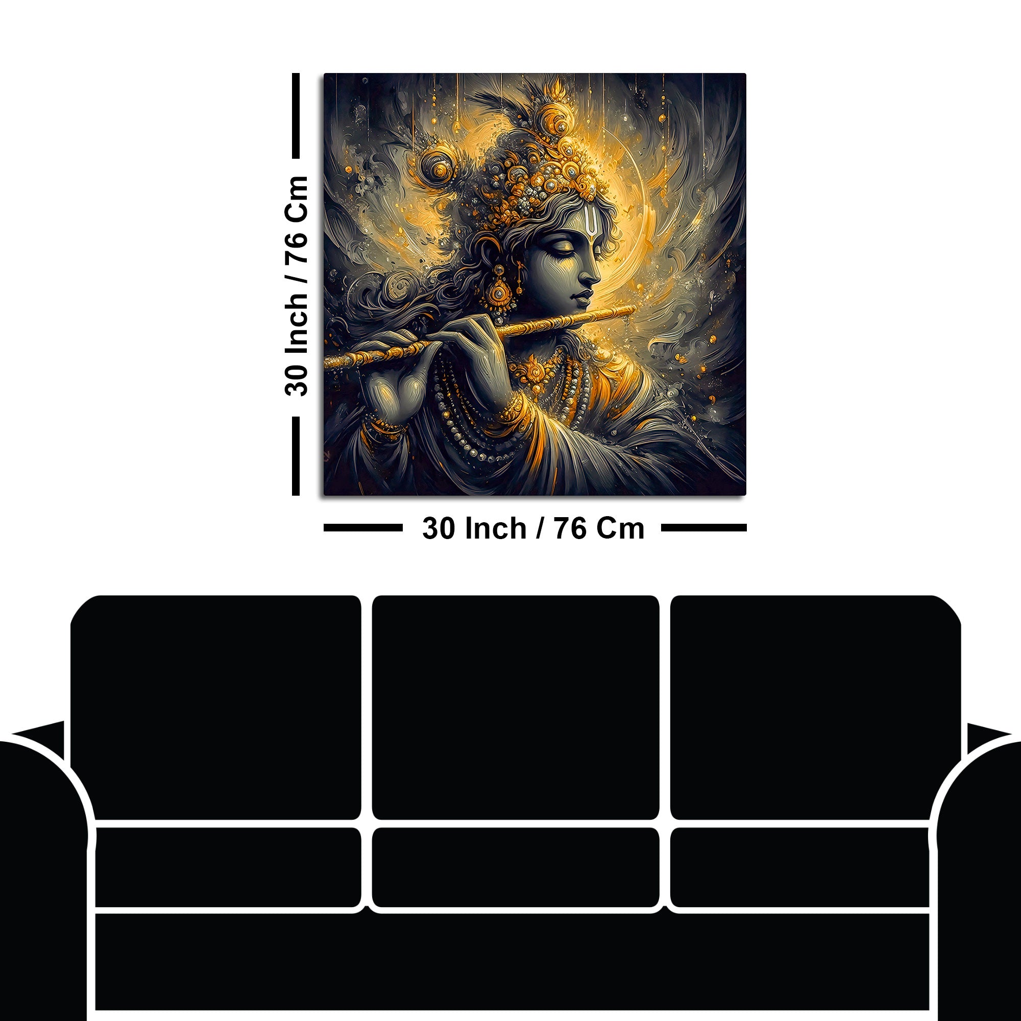 Divine Shri Krishna Playing Flute Canvas Wall Painting