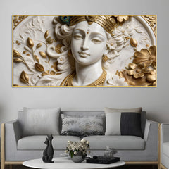 Divine Shri Krishna Portrait 3D Canvas Wall Painting