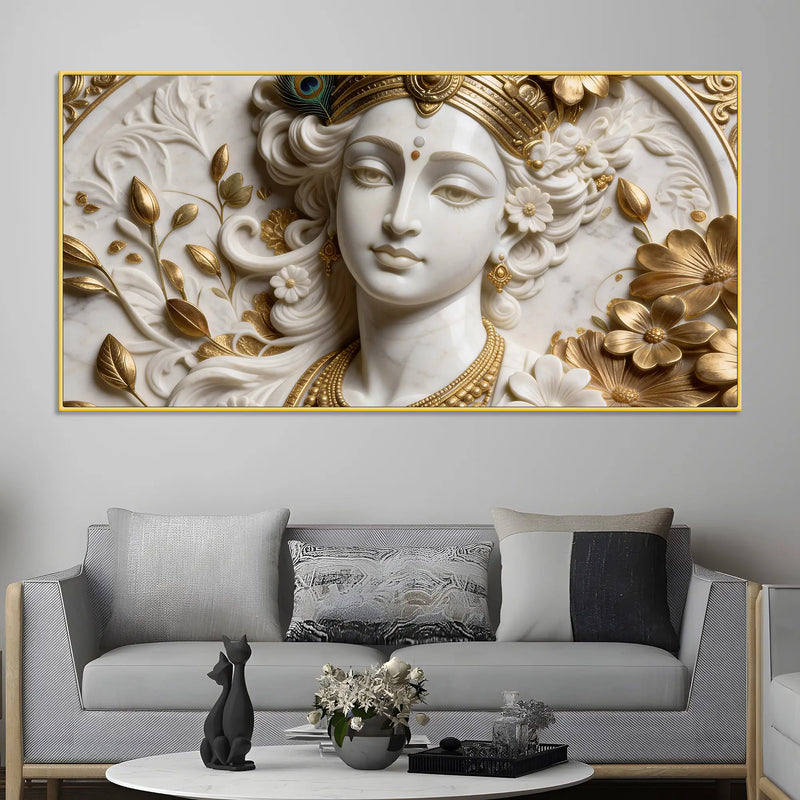 Divine Shri Krishna Portrait 3D Canvas Wall Painting