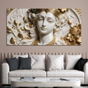 Divine Shri Krishna Portrait 3D Canvas Wall Painting