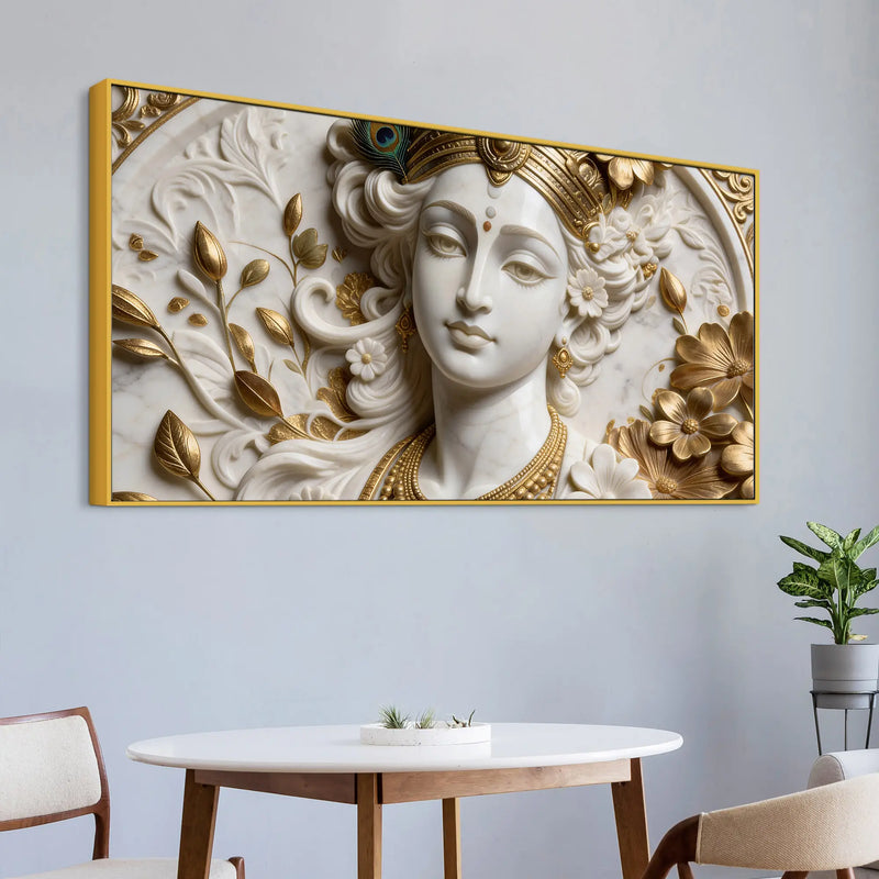 Divine Shri Krishna Portrait 3D Canvas Wall Painting