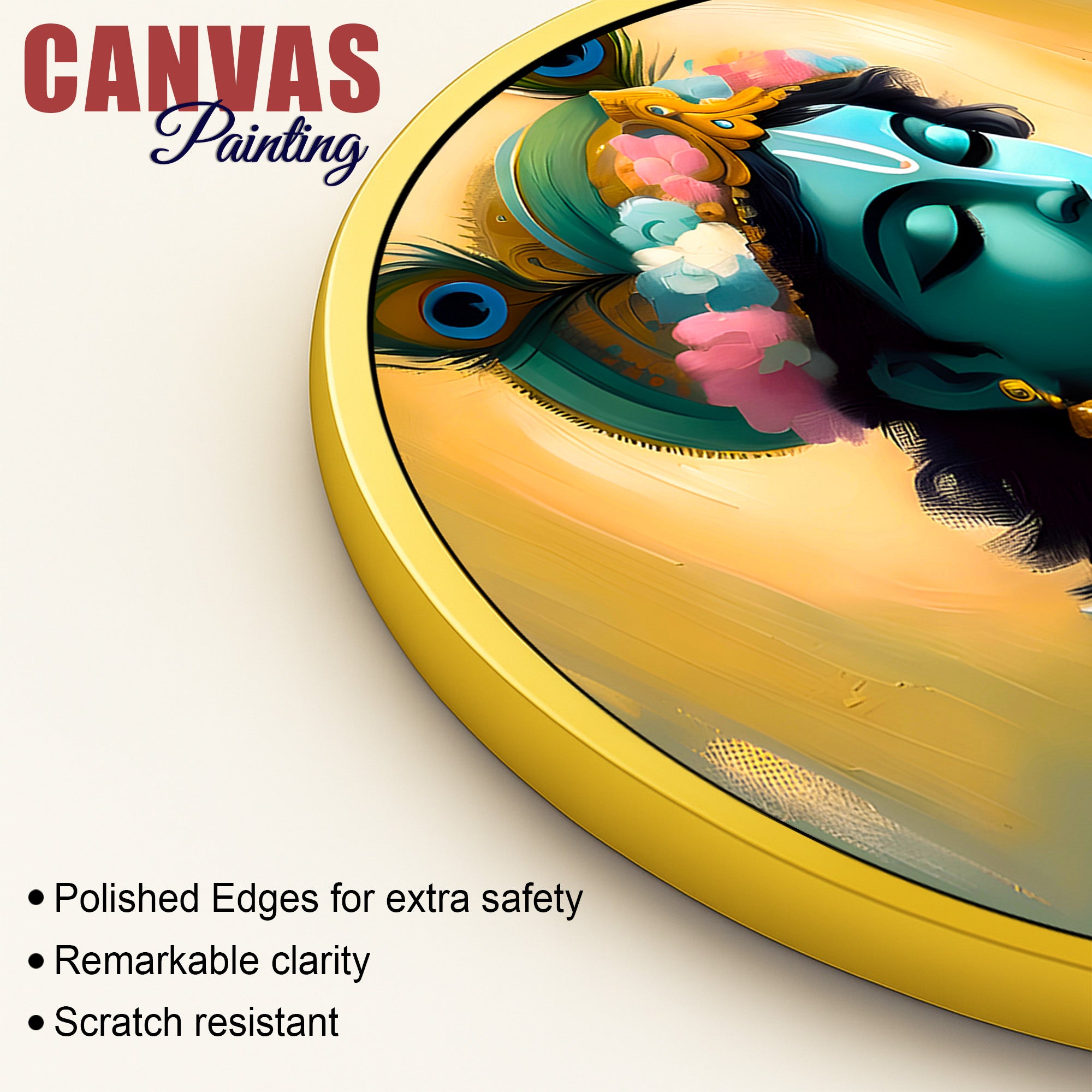 Divine Shri Krishna Round Painting for Living Room