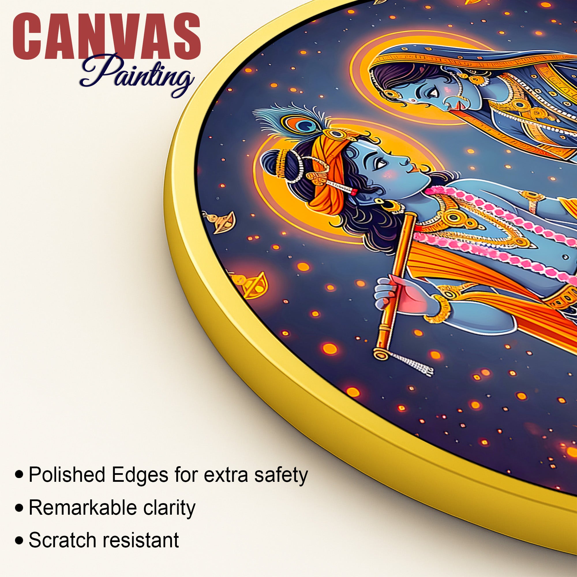 Divine Shri Radha Krishna Round Painting