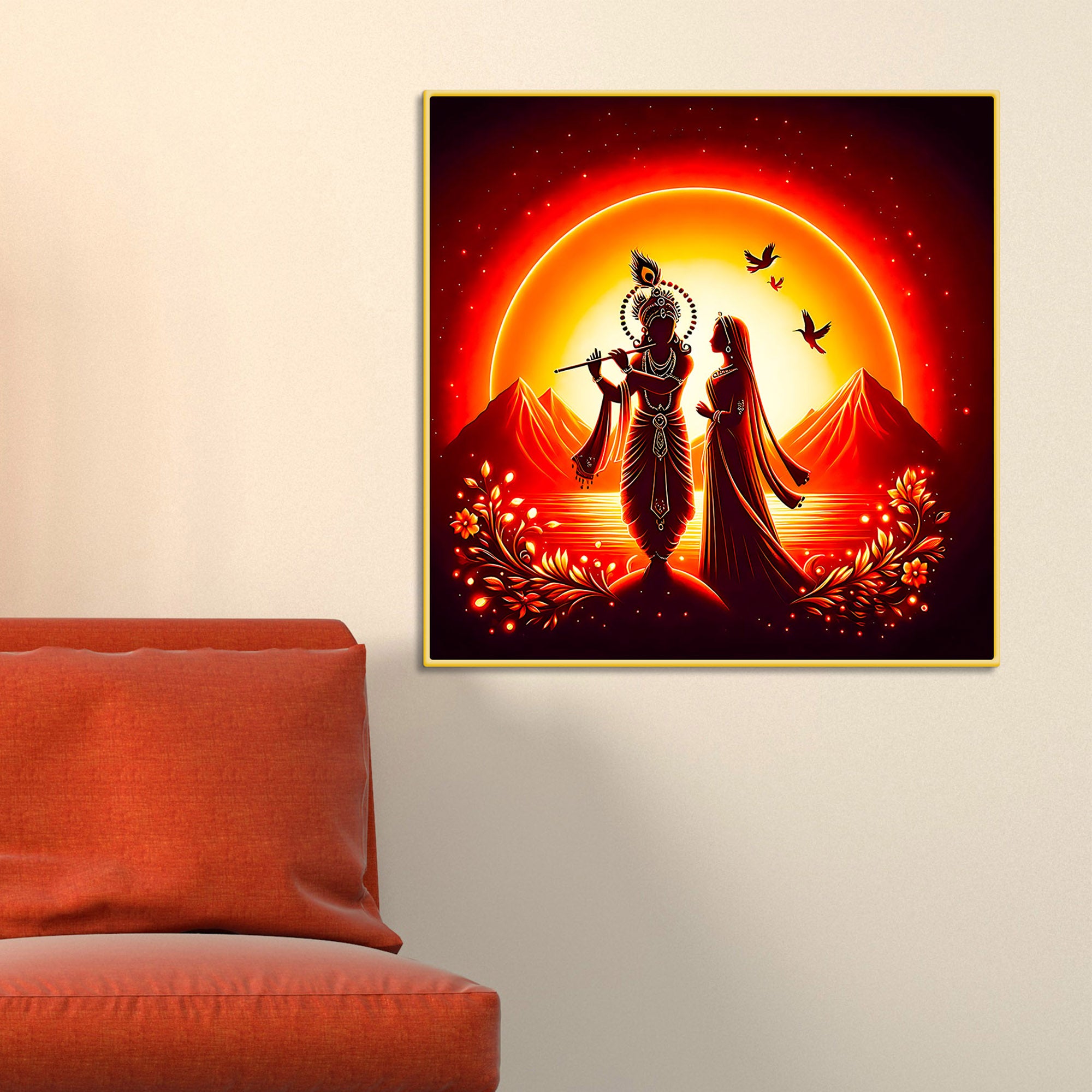 divine-shri-radha-krishna-sunset-silhouette-wall-painting-for-home-interior-modern-devotional-canvas-wall-art