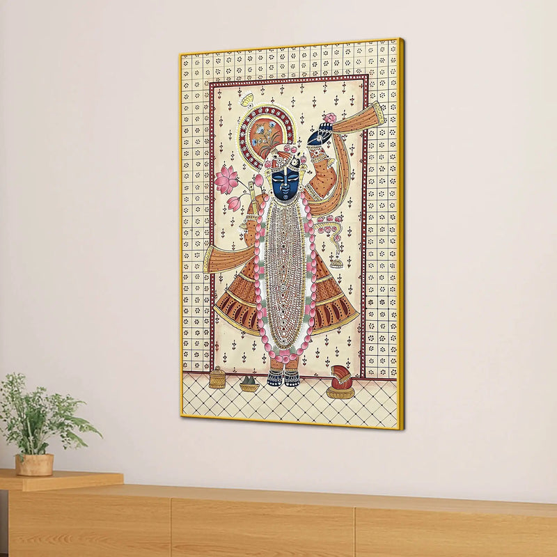 Divine Shrinath Ji Devotional Canvas Wall Painting for Home & Temple