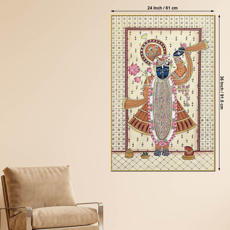 Divine Shrinath Ji Devotional Canvas Wall Painting for Home & Temple