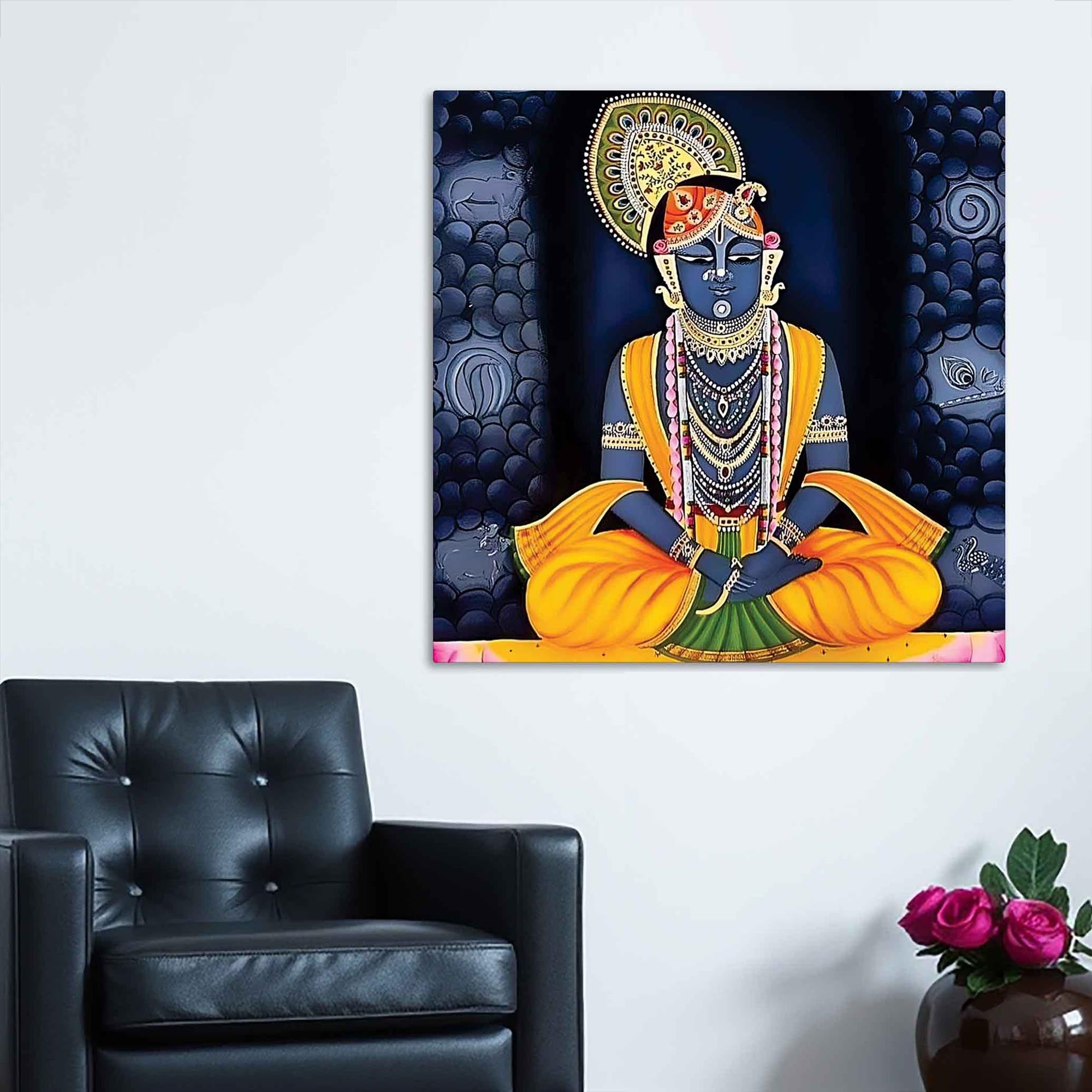 Divine Shrinath Ji Pichwai Style Spiritual Art Wall Painting
