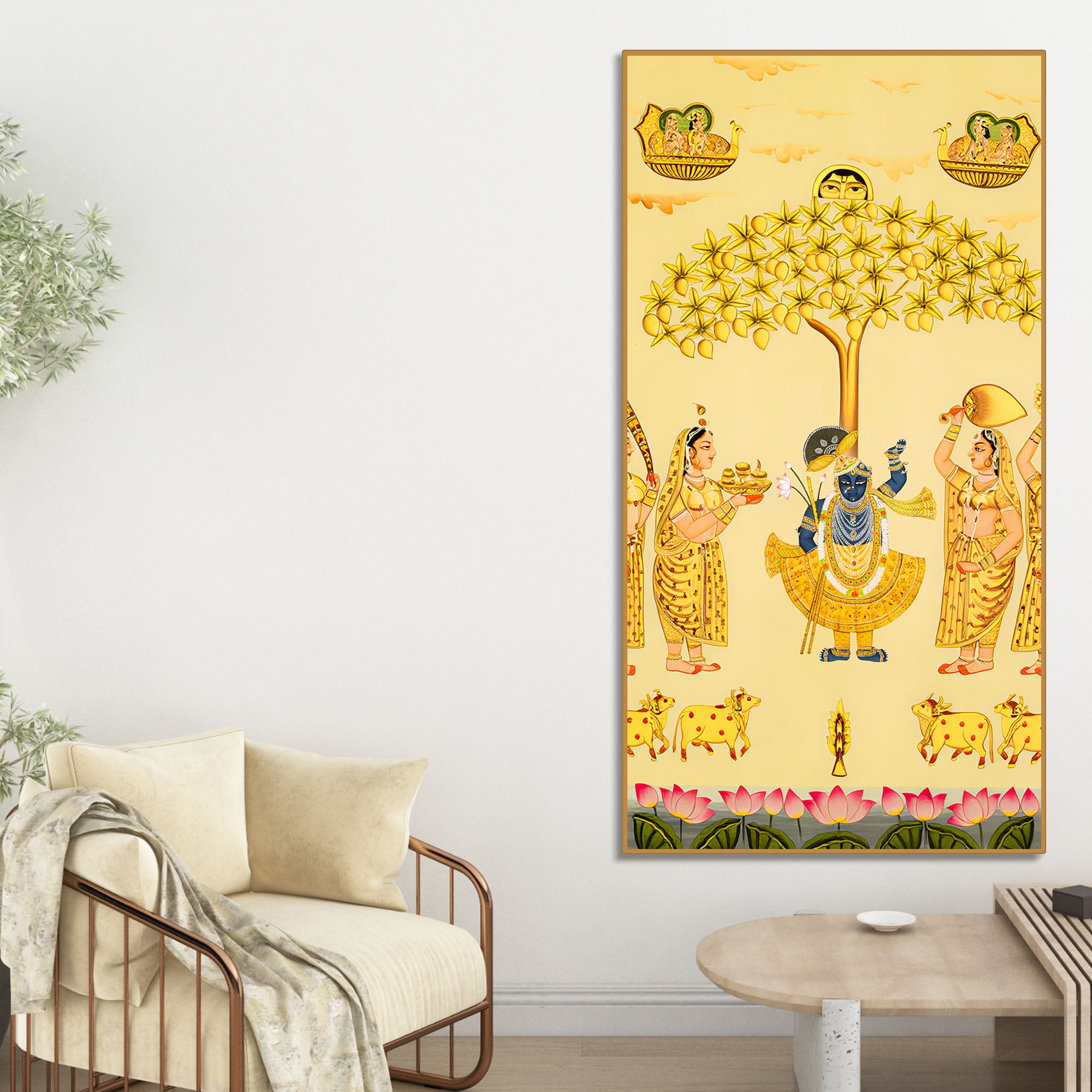 divine-shrinathji-leela-canvas-painting-traditional-indian-pichwai-art