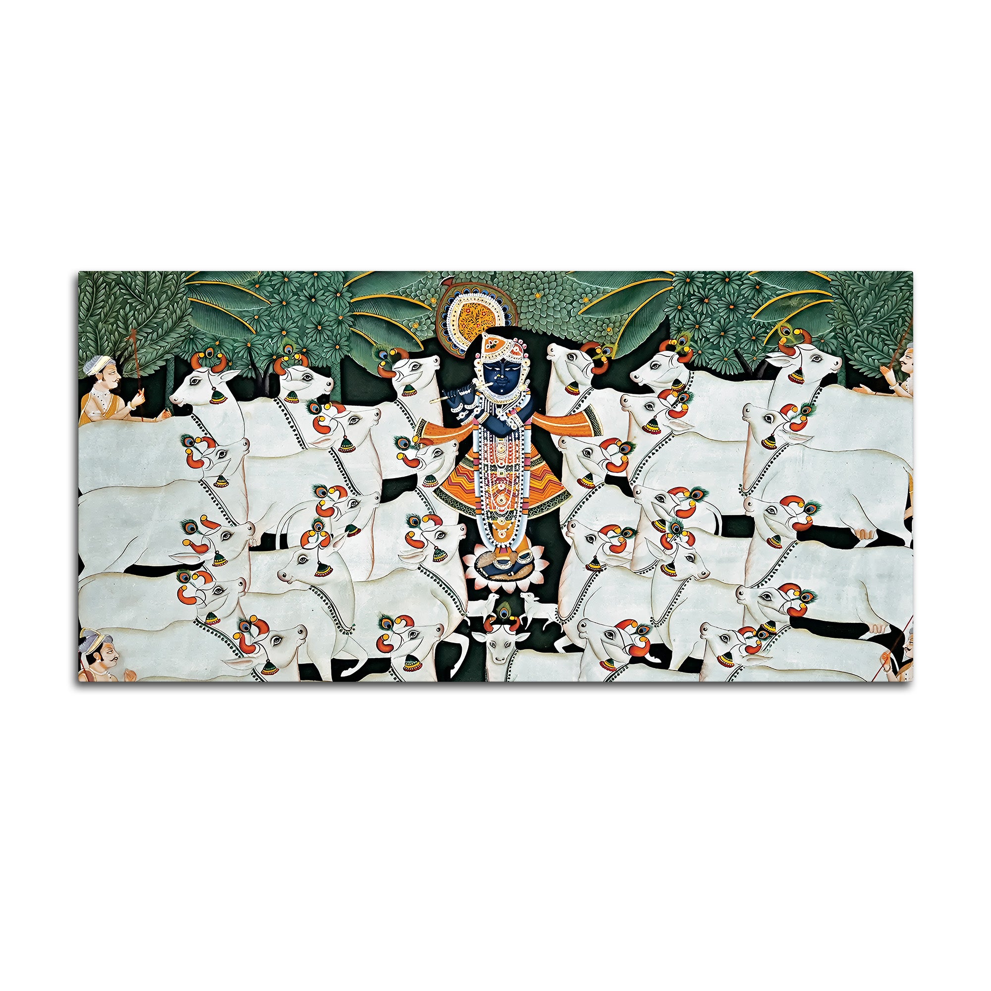 Divine Shrinathji with Cows Traditional Pichwai Painting