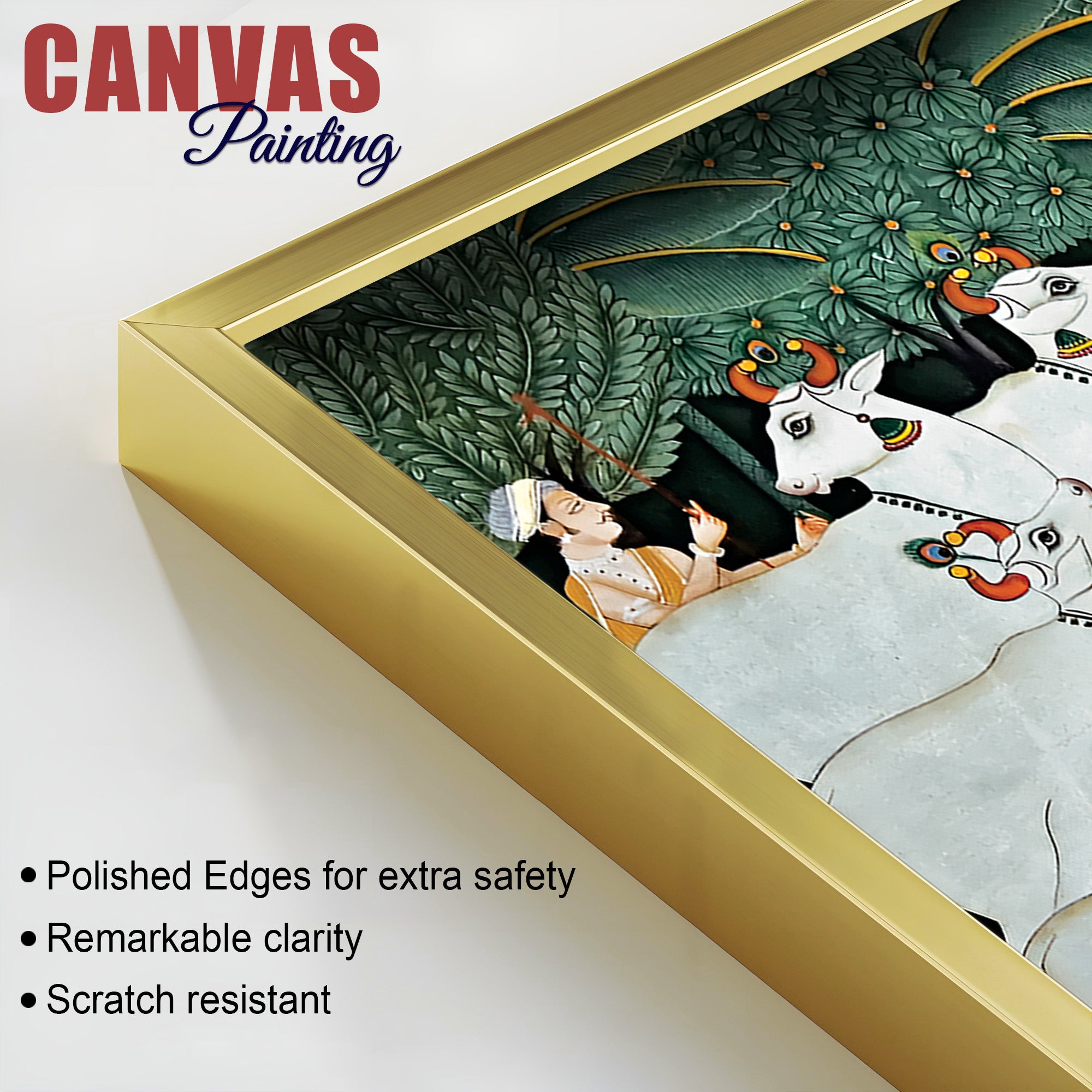 Divine Shrinathji with Cows Traditional Pichwai Painting