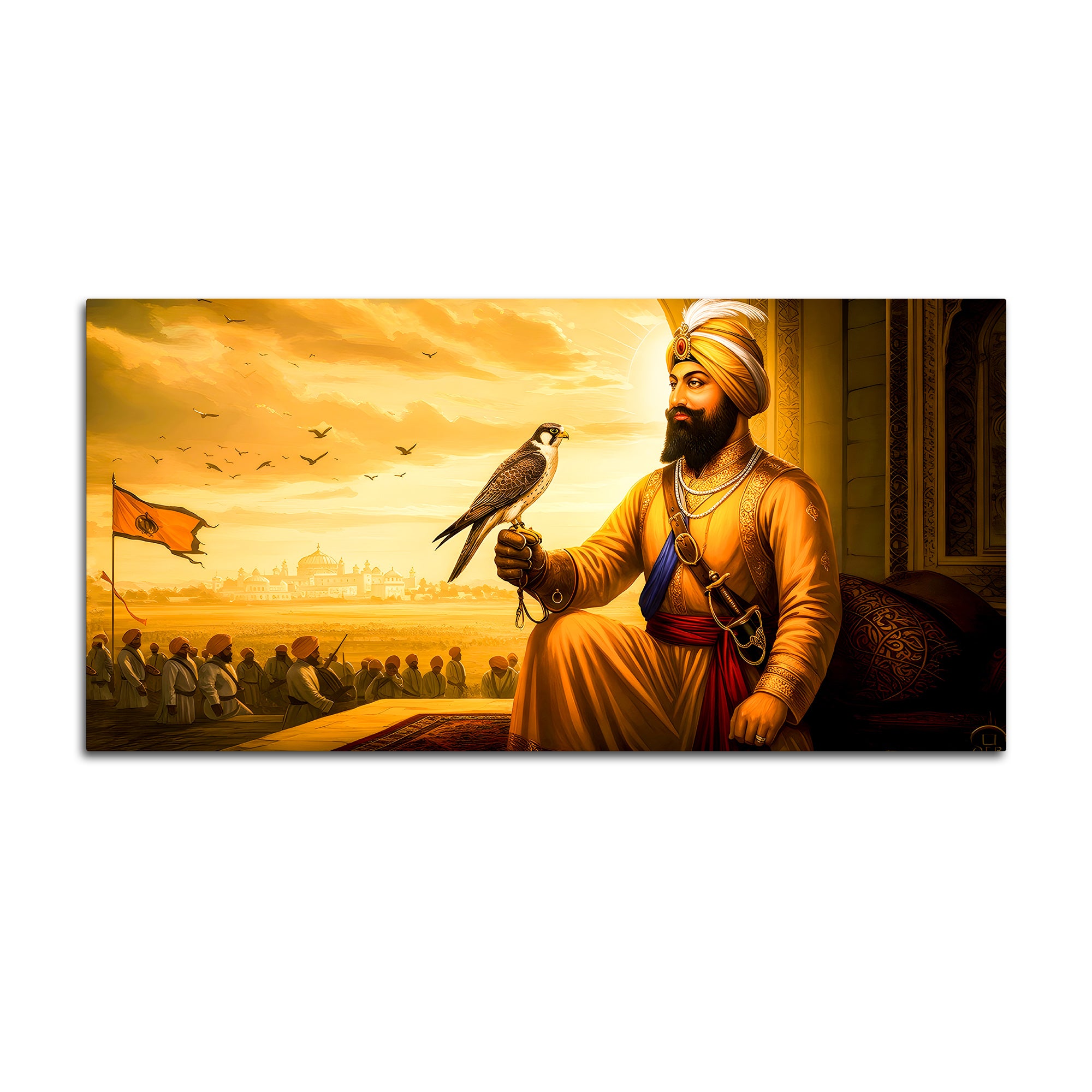 Divine Sikh Guru Ji Wall Painting with Religious Symbol