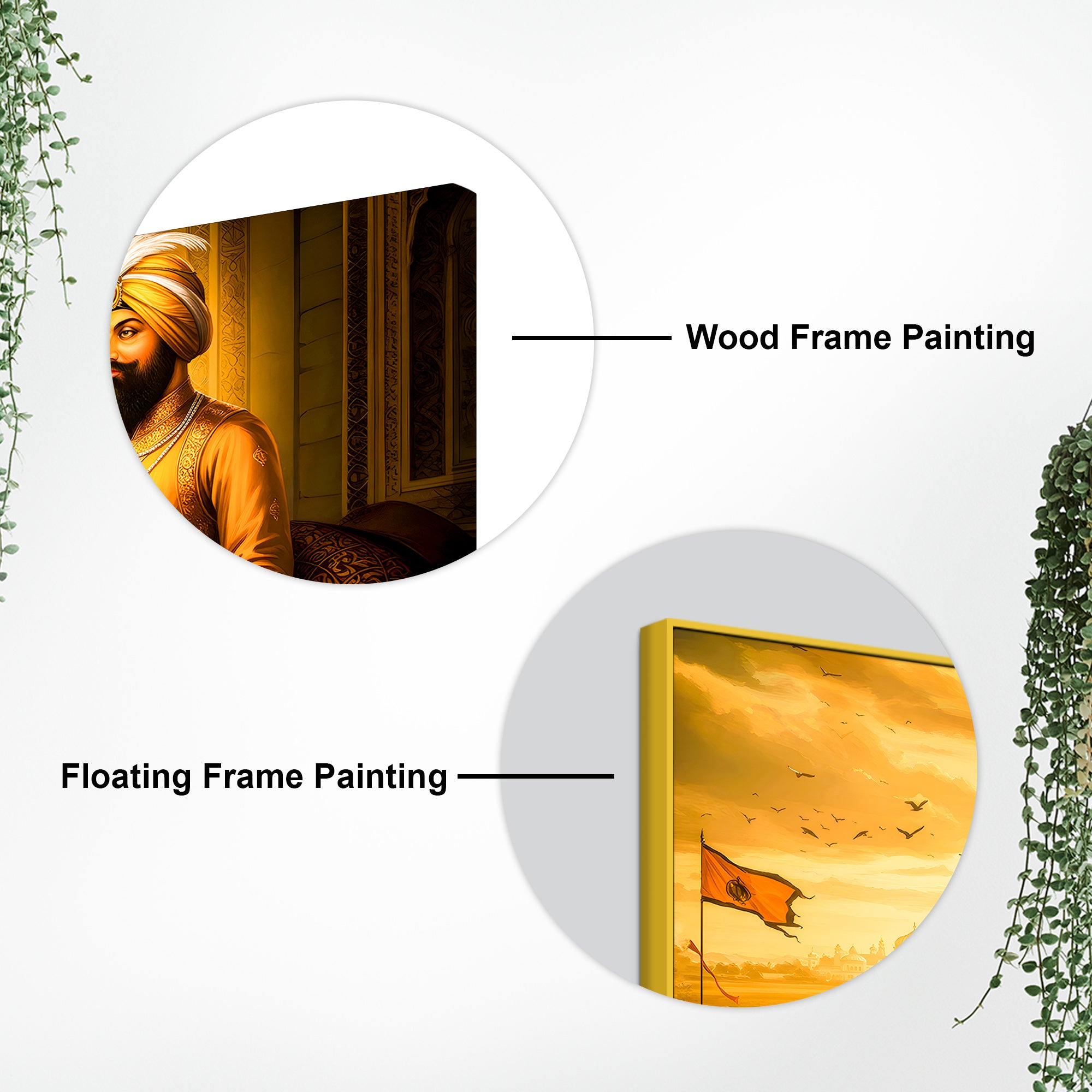 Divine Sikh Guru Ji Wall Painting with Religious Symbol