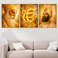 Divine Sikh Heritage Acrylic Floating Frame Wall Painting Set of 3