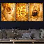 Divine Sikh Heritage Acrylic Floating Frame Wall Painting Set of 3