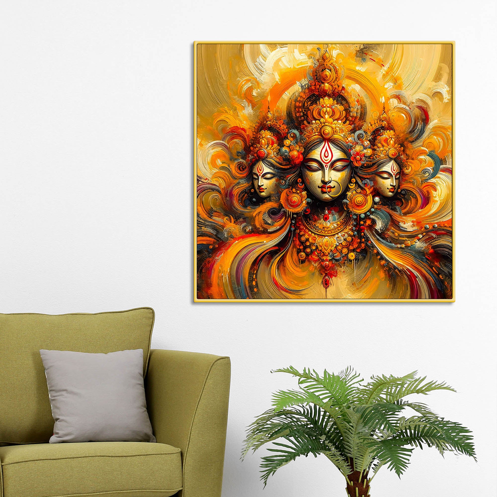 Divine Three Goddesses Canvas Wall Painting
