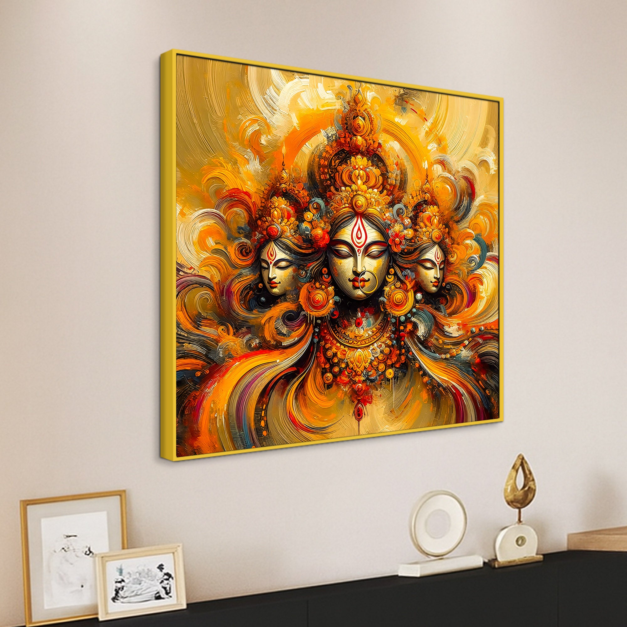 Divine Three Goddesses Canvas Wall Painting