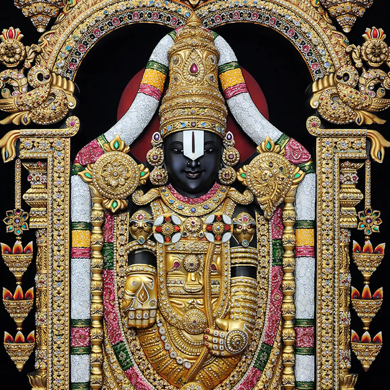 Divine Tirupati Balaji Floating Frame Crystal Wall Painting