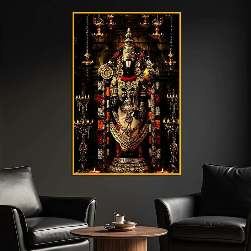 Divine Tirupati Balaji Floating Frame Crystal Wall Painting