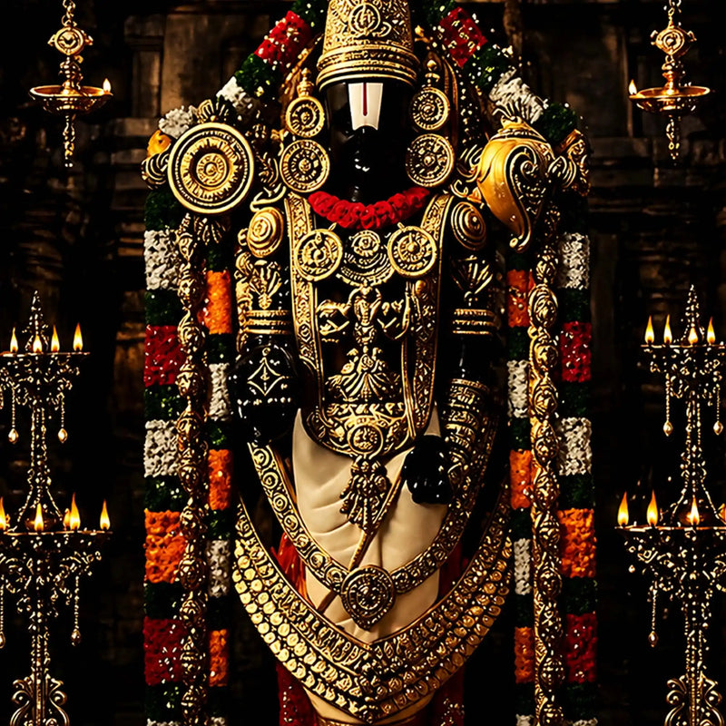 Divine Tirupati Balaji Floating Frame Crystal Wall Painting