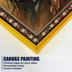 Divine Union Gauri Shankar Floral Border Vertical Wall Painting
