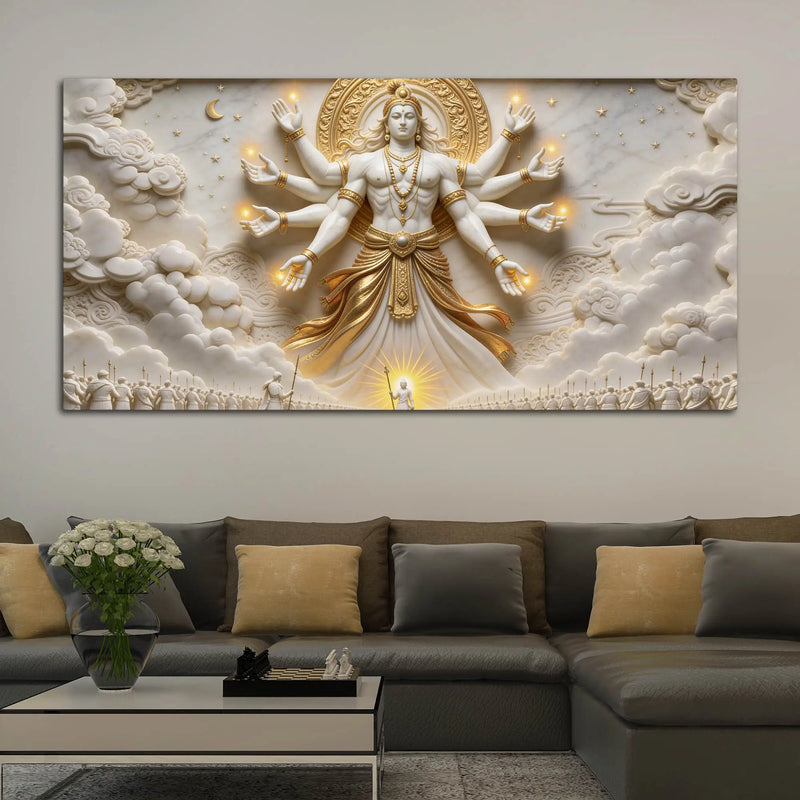 Divine Vishvarupa Lord Vishnu 3D Canvas Wall Painting