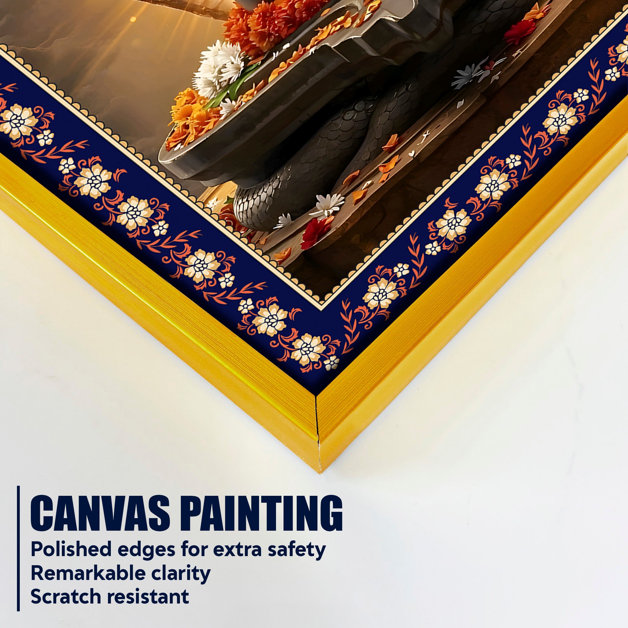 Divinity of the Shivling Floral Border Vertical Wall Painting