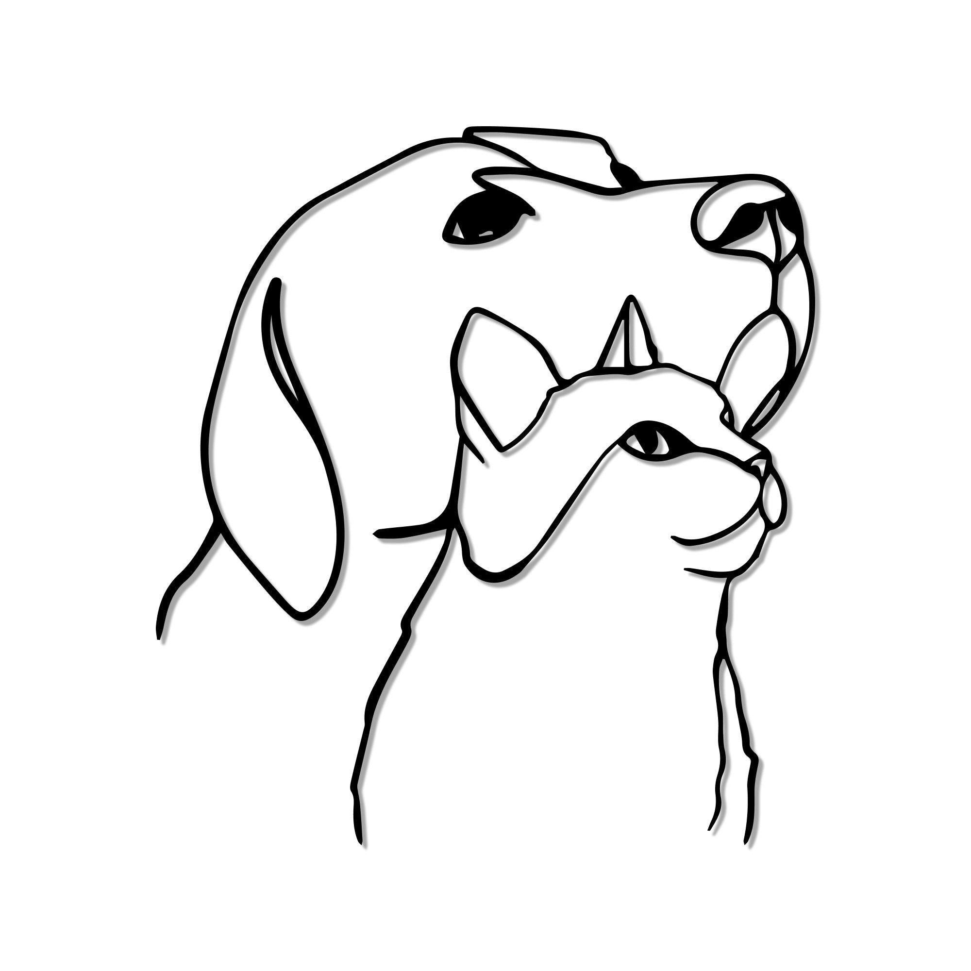 Dog & Cat Line Art Design Metal Art Wall Decor