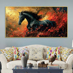 Dramatic Horse Canvas Wall Abstract Painting for Modern Homes