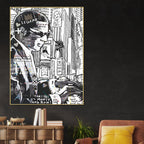 Drawn City New York Street At Night Cotton Canvas Wall Painting