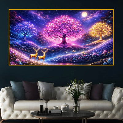 Dreamy Nature Scene Crystal Glass Painting for Office Wall Décor