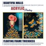 Dress of Golden Butterflies Acrylic Floating Wall Painting Set of 2