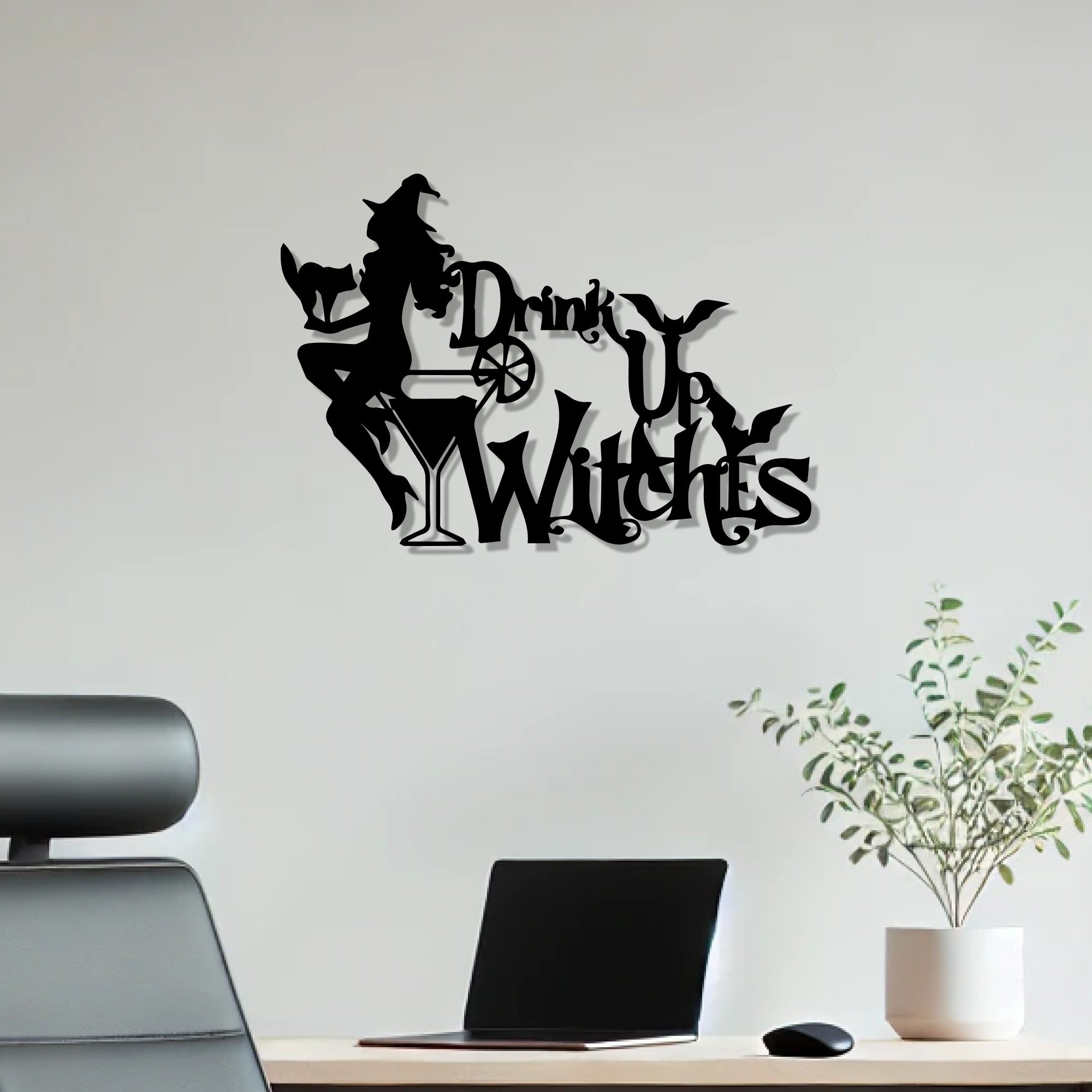 Drink Up Witches Sign Metal Art Wall Decor