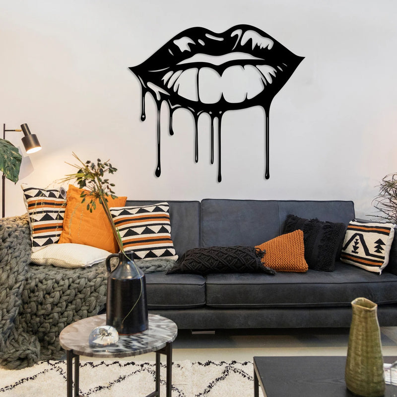 Dripping Lips Design Shade Metal Art Wall Decor