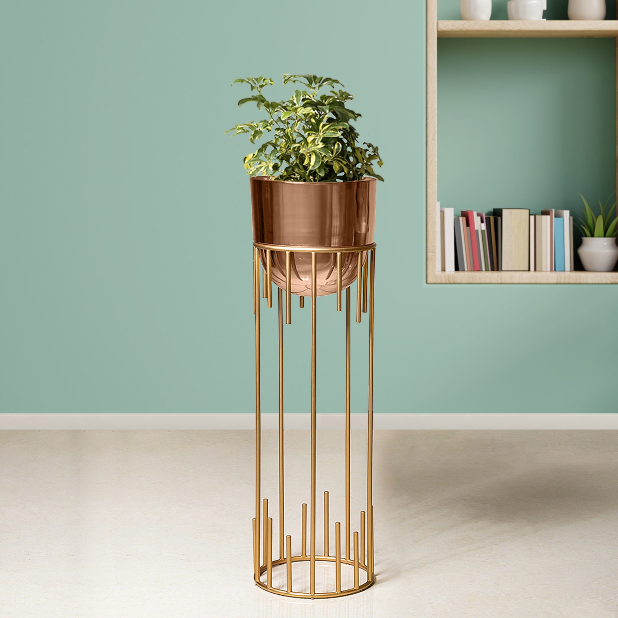 Dripping Luxury Metal Gold Stand & Ross Gold Pot - Large Size Planter