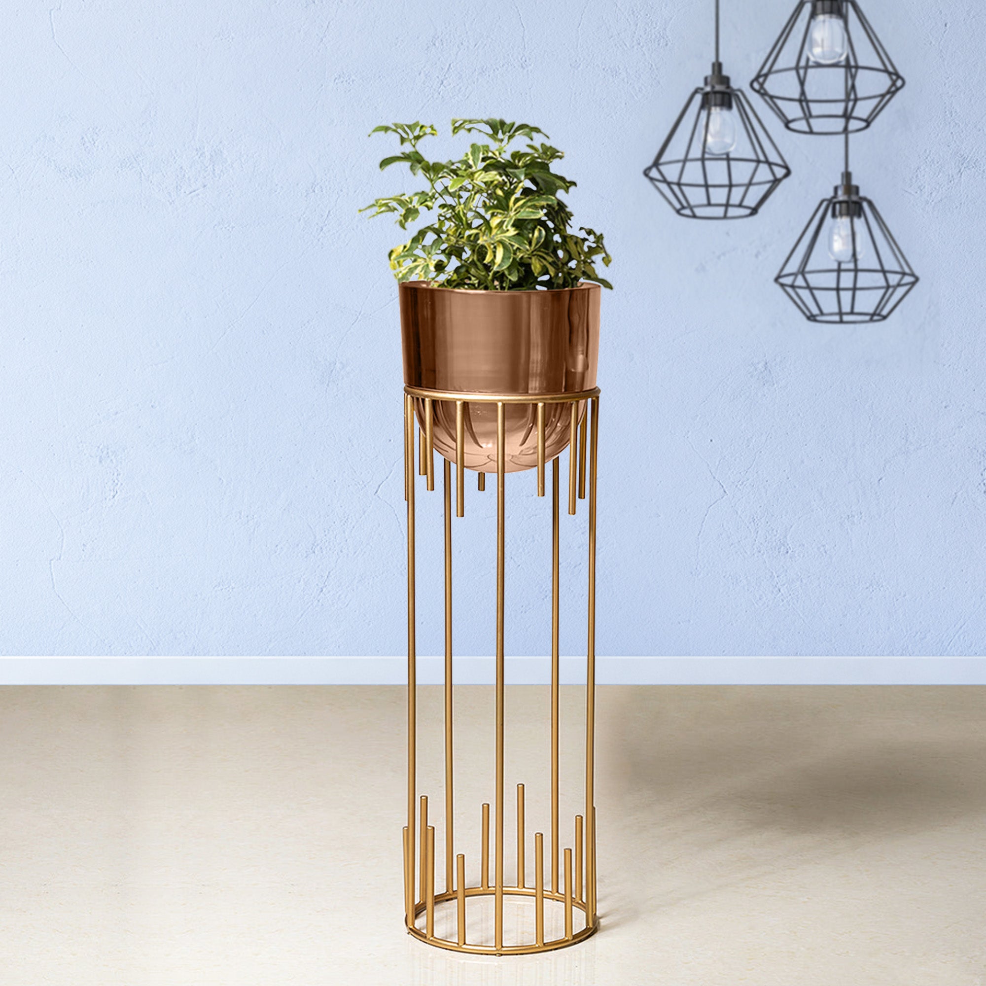 Dripping Luxury Metal Gold Stand & Ross Gold Pot - Large Size Planter