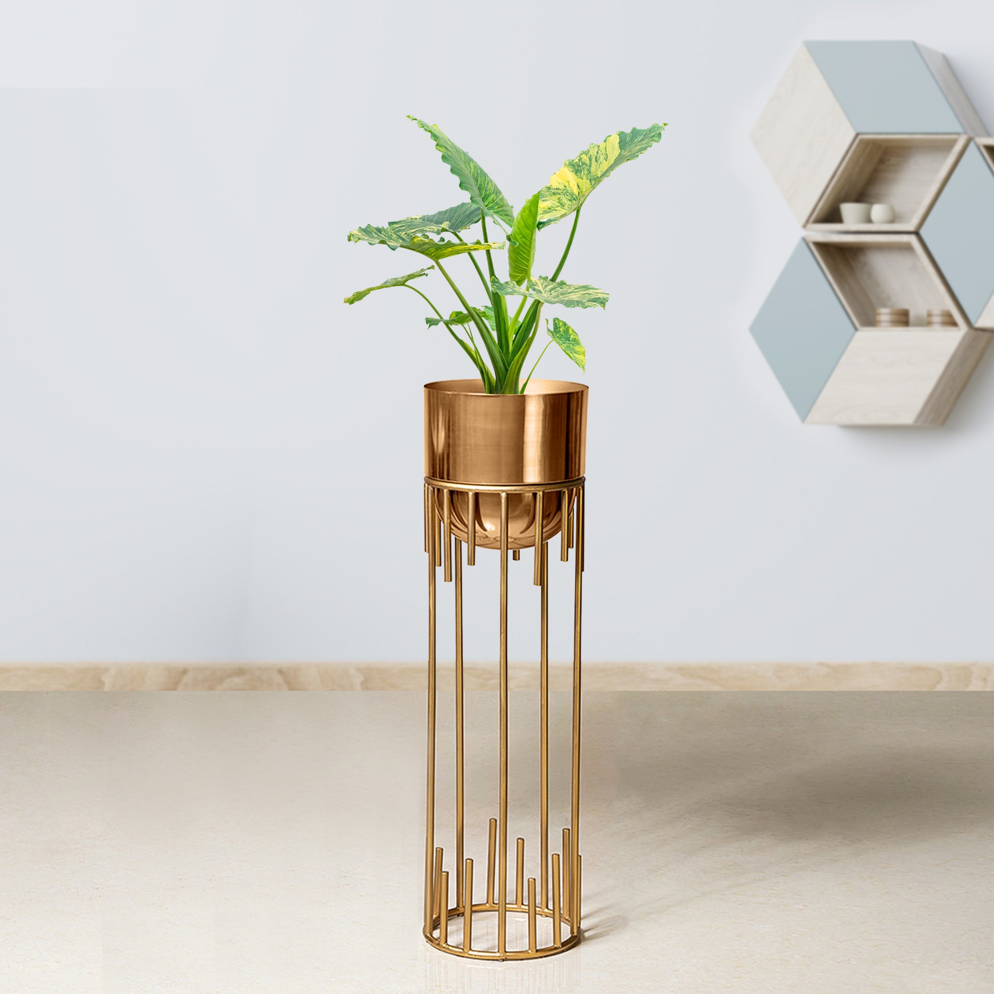 Dripping Luxury Metal Golden Finish - Medium Size Planter