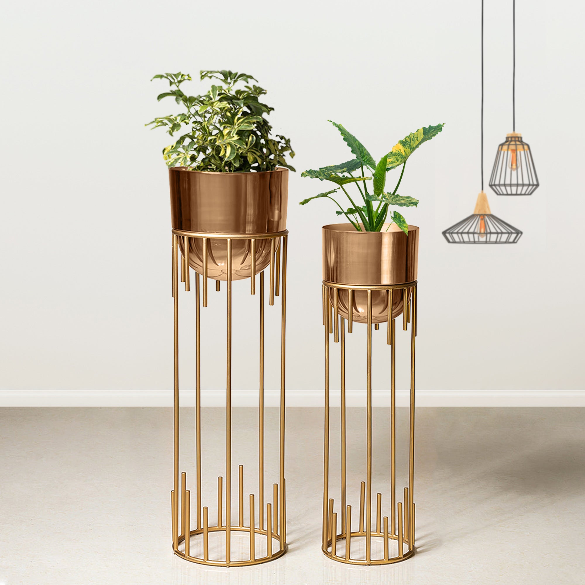 Dripping Luxury Metal Golden Finish Planters Set of 2