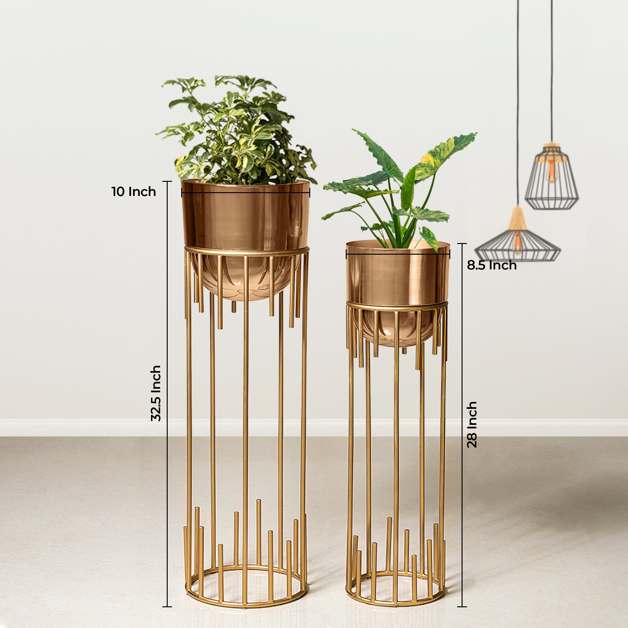 Dripping Luxury Metal Golden Finish Planters Set of 2