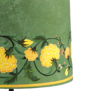 Drum Green Shaped Polyester Shade Table Lamp with Wood Base