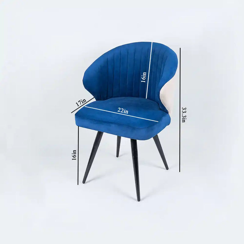 Dual-Colored Blue & Cream Plush Velvet Accent Chair