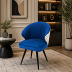 Dual-Colored Blue & Cream Plush Velvet Accent Chair